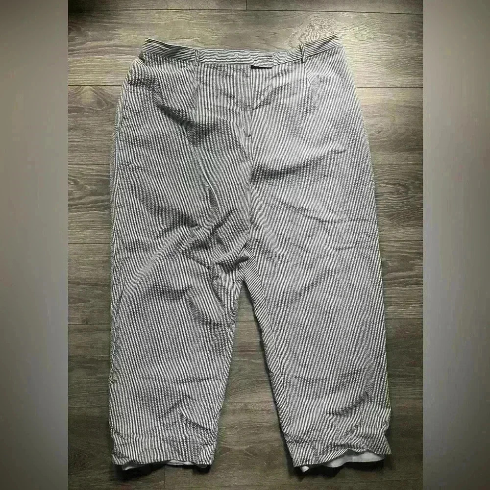Pendleton 100% Cotton Seersucker Cropped Pants Blue/White Size 20W